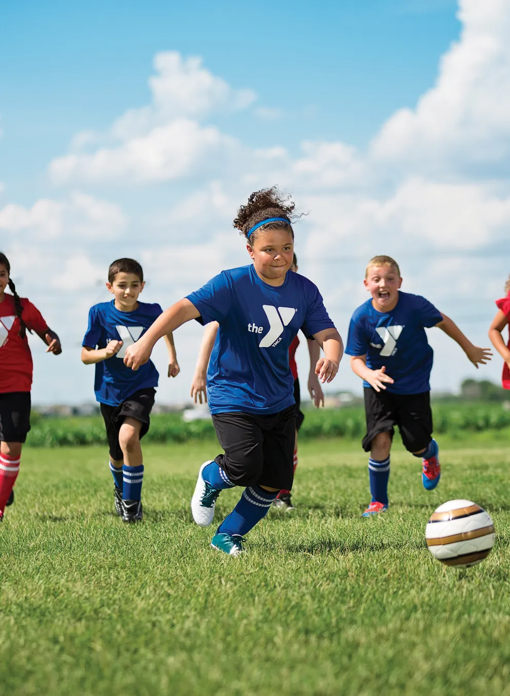Kids playing soccer at the YMCA