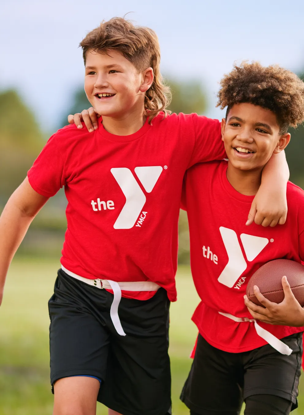 Young soccer players on the field