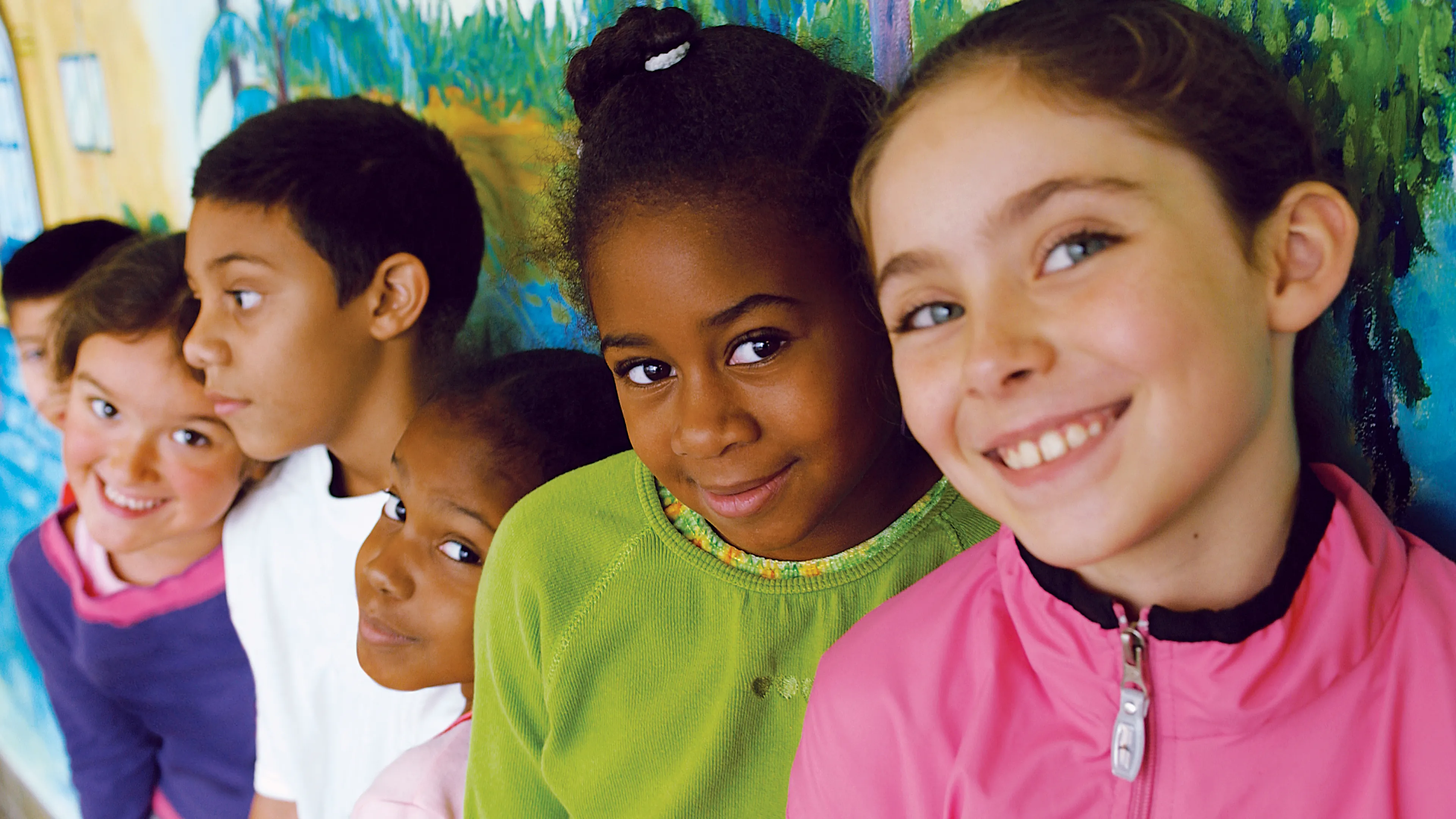 Kids lined up at the YMCA