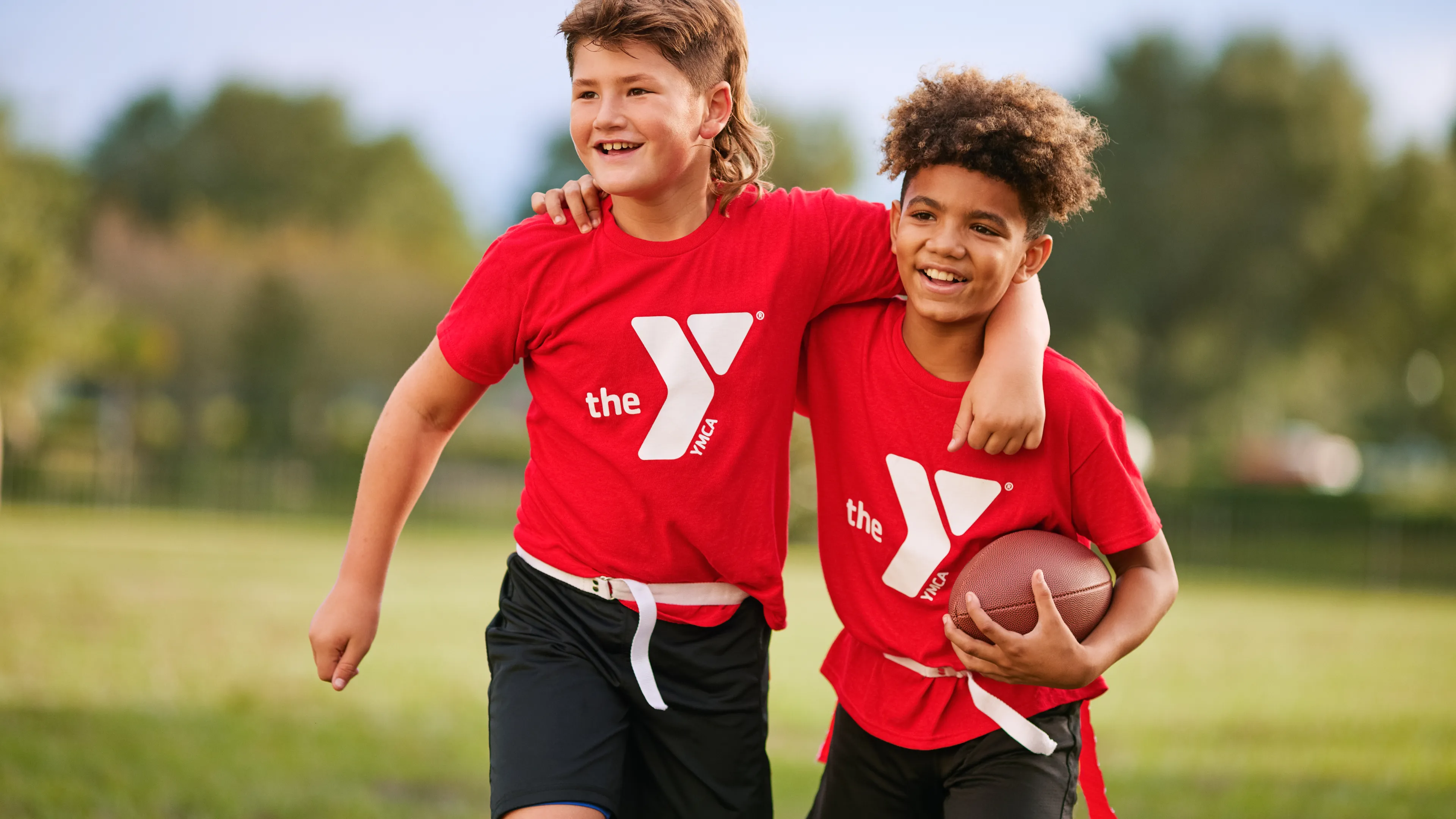 Young soccer players on the field